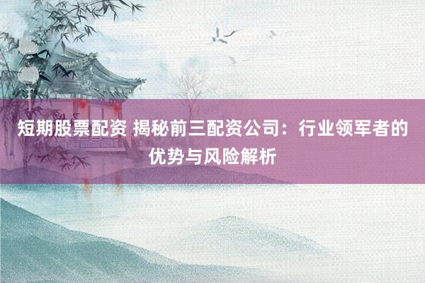 短期股票配资 揭秘前三配资公司：行业领军者的优势与风险解析