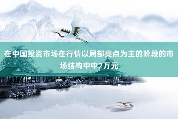 在中国投资市场在行情以局部亮点为主的阶段的市场结构中中2万元