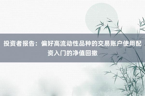 投资者报告：偏好高流动性品种的交易账户使用配资入门的净值回撤