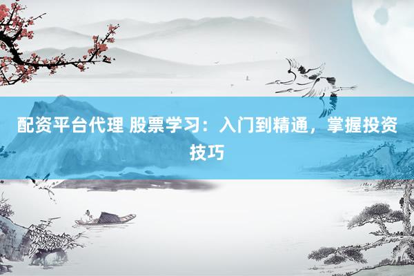 配资平台代理 股票学习：入门到精通，掌握投资技巧