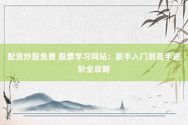 配资炒股免费 股票学习网站：新手入门到高手进阶全攻略