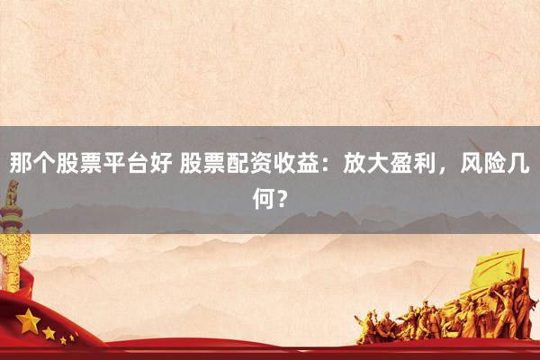那个股票平台好 股票配资收益：放大盈利，风险几何？