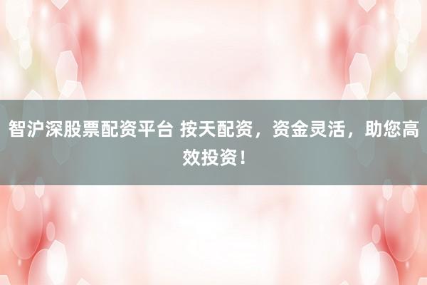 智沪深股票配资平台 按天配资，资金灵活，助您高效投资！