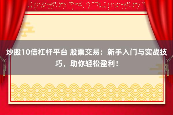炒股10倍杠杆平台 股票交易：新手入门与实战技巧，助你轻松盈利！