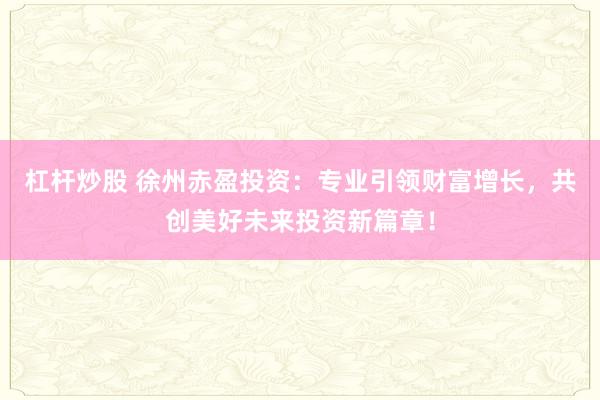 杠杆炒股 徐州赤盈投资：专业引领财富增长，共创美好未来投资新篇章！